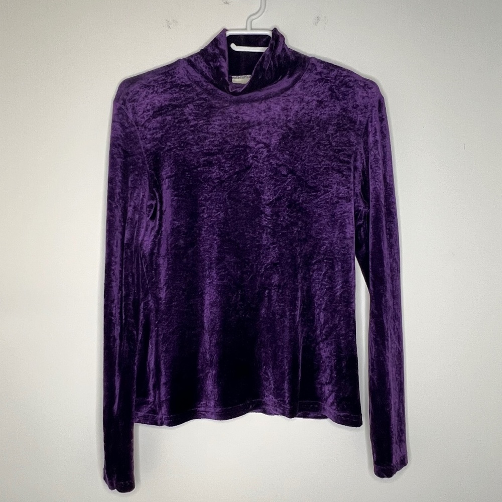 Vintage GAP Velour Velvet Jewel Tone Purple Top Long Sleeve